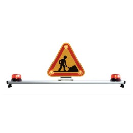 Kit barre de signalisation 2 Gyrophare cablés + 1 Triangle 500mm CL2 + 2 interrupteurs - lg de la barre 1250mm
