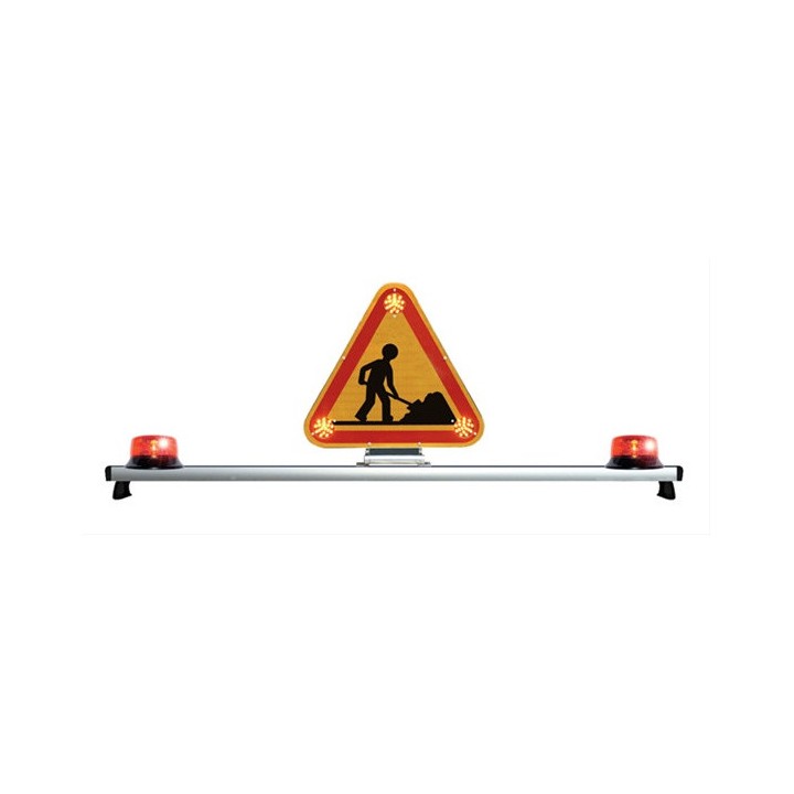 Kit barre de signalisation 2 Gyrophare cablés + 1 Triangle 500mm CL2 + 2 interrupteurs - lg de la barre 1250mm